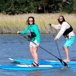 couple paddle boarding